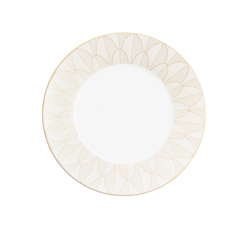Christofle Malmaison Dinnerware: Impériale Dinner Plate, Porcelain Gold-Finish